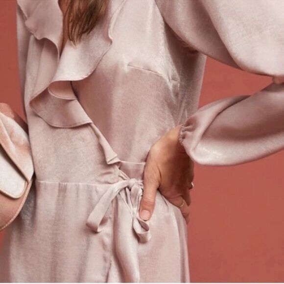 Anthropologie The Odells Sharlene Wrap Dress Pink - Picture 3 of 11